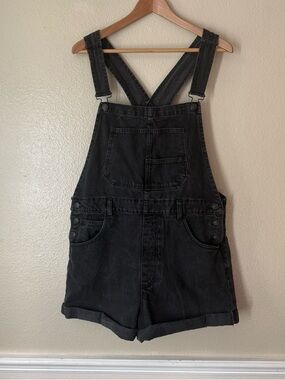 We The Free Black Washed Denim Shortalls